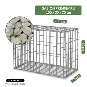 Image du produit de jardin : Gabion pré-rempli prêt à poser - Blocs calcaire 80/150 - 100 x 30 x 50 cm