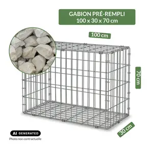 Image du produit de jardin : Gabion pré-rempli prêt à poser - Blocs calcaire 80/150 - 100 x 30 x 70 cm