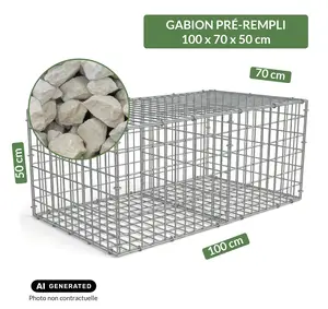 Image du produit de jardin : Gabion pré-rempli prêt à poser - Blocs calcaire 80/150 - 100 x 70 x 50 cm