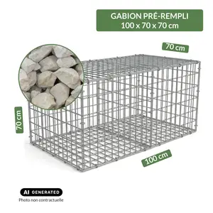 Image du produit de jardin : Gabion pré-rempli prêt à poser - Blocs calcaire 80/150 - 100 x 70 x 70 cm