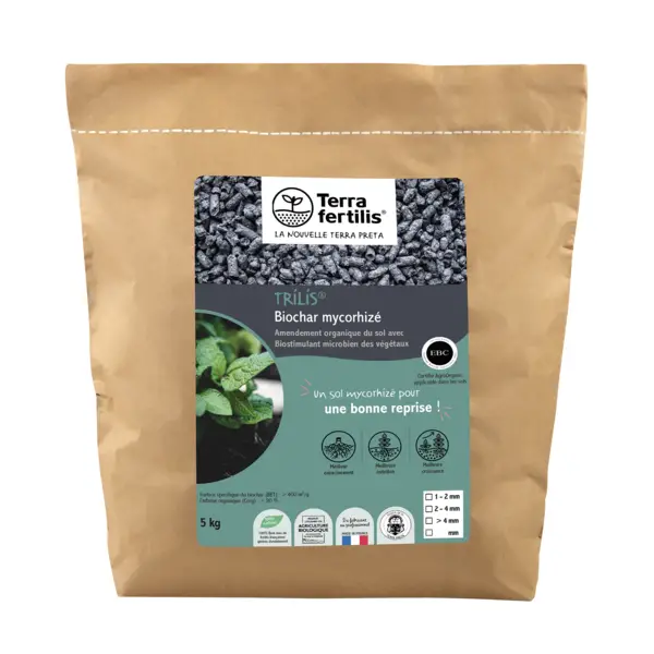 Image du produit : Biochar mycorhizé TRILIS - Fertilisant Plantes 2-4 mm - Sac 5 kg