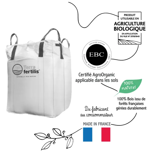 Image du produit : Biochar Mycorhizé - Fertilisant Plantes 1-2 mm - Big bag 250 kg