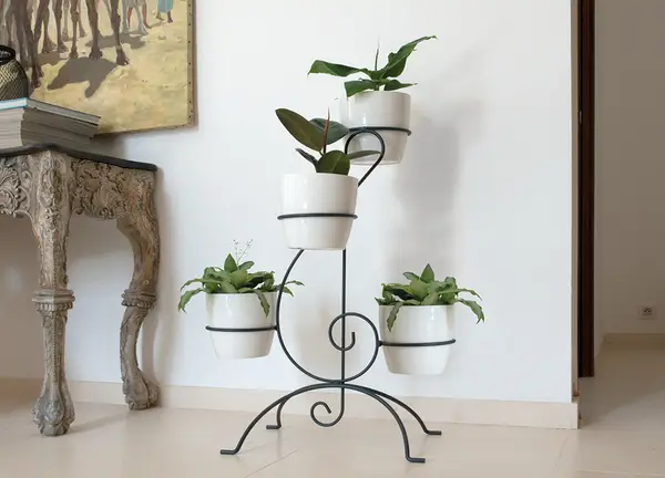 Image du produit : Porte-plantes Clé de sol pour 4 pots 17 cm - Htr 80 cm - Anthracite