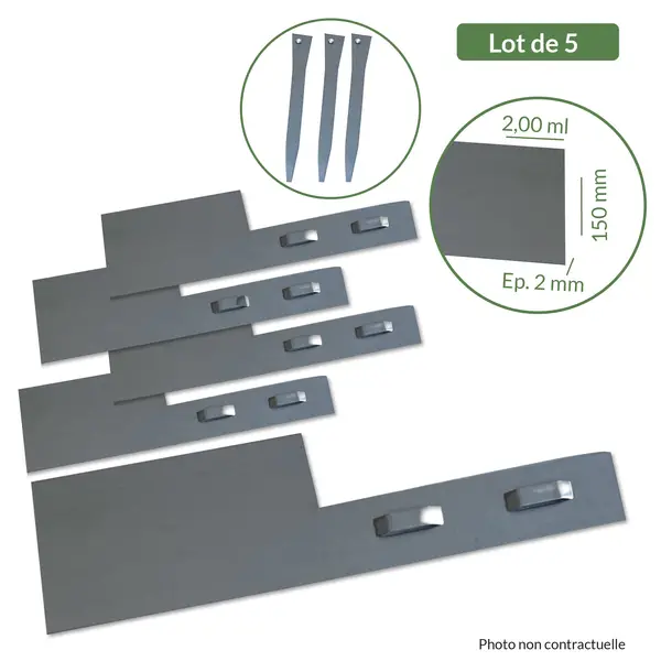 Image du produit : 5 bordures en acier galvanisé Galva BorderStyle - 2 ml - 150 mm x 2 mm
