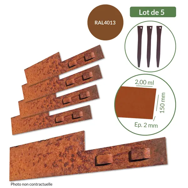 Image du produit : 5 bordures en acier Corten BorderStyle - 2 ml - 150 mm x 2 mm