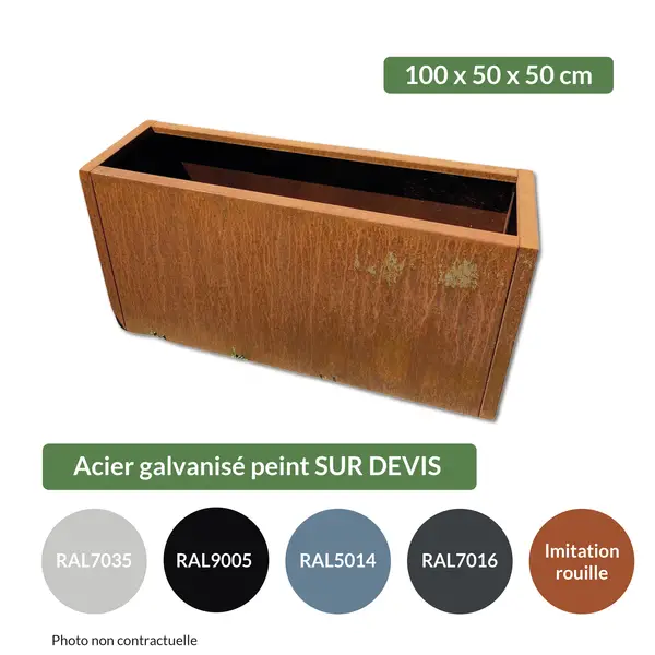 Image du produit : Jardinière acier Corten Rectangulaire - 100 x 50 x 50 cm